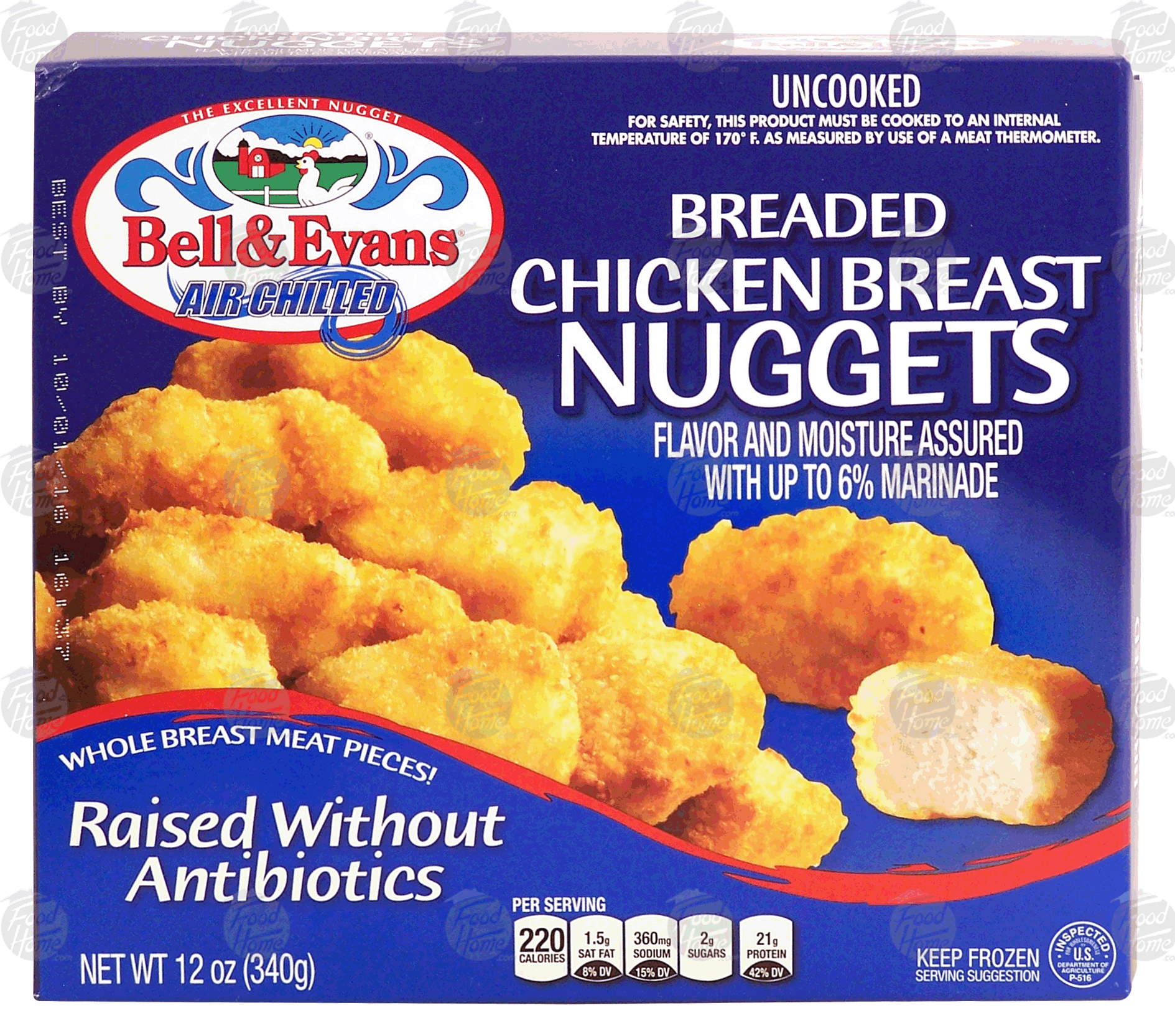 Bell & Evans Air Chilled uncooked breaded chicken breast nuggets, raised without antibiotics Full-Size Picture